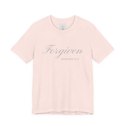 Forgiven Unisex Jersey Tee | Inspirational Christian Shirt | Bible Verse Apparel | Faith-Based Gift | Casual Comfort Wear