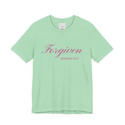 Forgiven Unisex Jersey Tee | Inspirational Christian Shirt | Bible Verse Apparel | Faith-Based Gift | Casual Comfort Wear