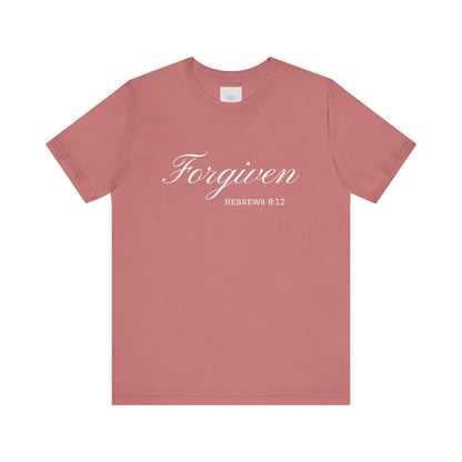 Forgiven Unisex Jersey Tee | Inspirational Christian Shirt | Bible Verse Apparel | Faith-Based Gift | Casual Comfort Wear