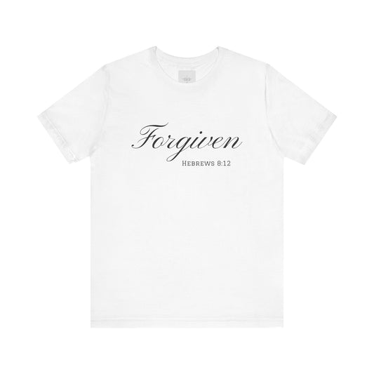 Forgiven Unisex Jersey Tee | Inspirational Christian Shirt | Bible Verse Apparel | Faith-Based Gift | Casual Comfort Wear