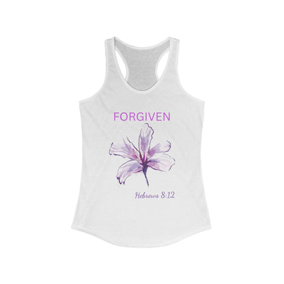 Racerback Tank - Forgiven Women's Tank Inspired by Hebrews 8:12